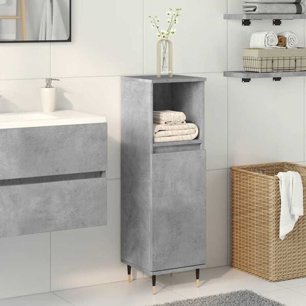 vidaXL Armadietto da Bagno Grigio Cemento 30x30x100 cm in Truciolato