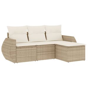 vidaXL Set Divano da Giardino 4 pz con Cuscini Beige in Polyrattan