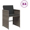 vidaXL Sedie da Giardino con Cuscini 4pz Grigio in Polyrattan