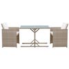 vidaXL Set da Bistrot 3 pz con Cuscini in Polyrattan Beige
