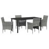 vidaXL Set da Pranzo per Giardino con cuscino 5 pcs Grigio polyrattan