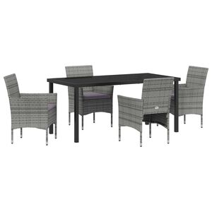 vidaXL Set da Pranzo per Giardino con cuscino 5 pcs Grigio polyrattan