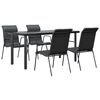 vidaXL Set da Pranzo da Giardino 5 pz Nero in Acciaio e Textilene