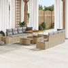 vidaXL Set Divano da Giardino con cuscino 11 pcs Beige polyrattan