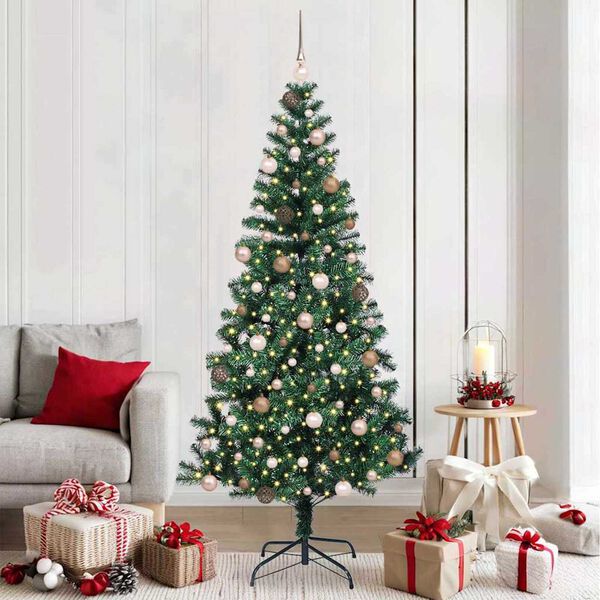 vidaXL Albero di Natale artificiale con luci integrate Verde 210 cm