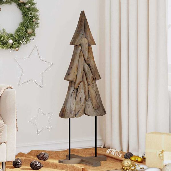 vidaXL Albero di Natale Marrone 121 cm Legno massello di teak
