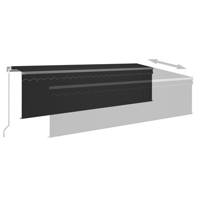 vidaXL Tenda Sole Retrattile Manuale Parasole LED 5x3m Antracite