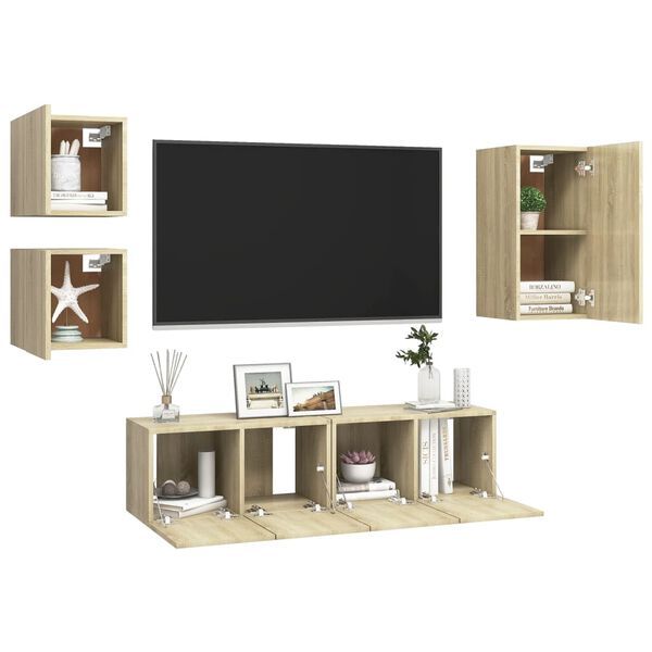 vidaXL Set di Mobili TV 5 pz Rovere Sonoma in Legno Multistrato