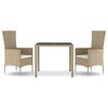 vidaXL Set da Pranzo da Giardino 3 pz con Cuscini Beige in Polyrattan