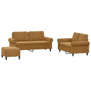 vidaXL Set di Divani 3 pz con Cuscini Marrone in Velluto