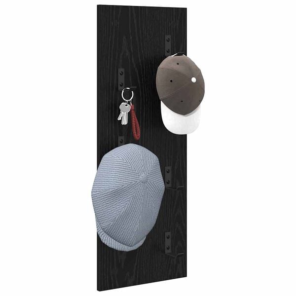 vidaXL Appendiabiti a muro Rovere Nero 30 x 1,5 x 80 cm