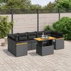 vidaXL Set Divani da Giardino con Cuscini 8 pz Nero in Polyrattan