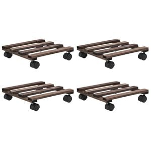 vidaXL Pedane con Ruote per Piante 4 pz in Legno di Cedro 25x25 cm