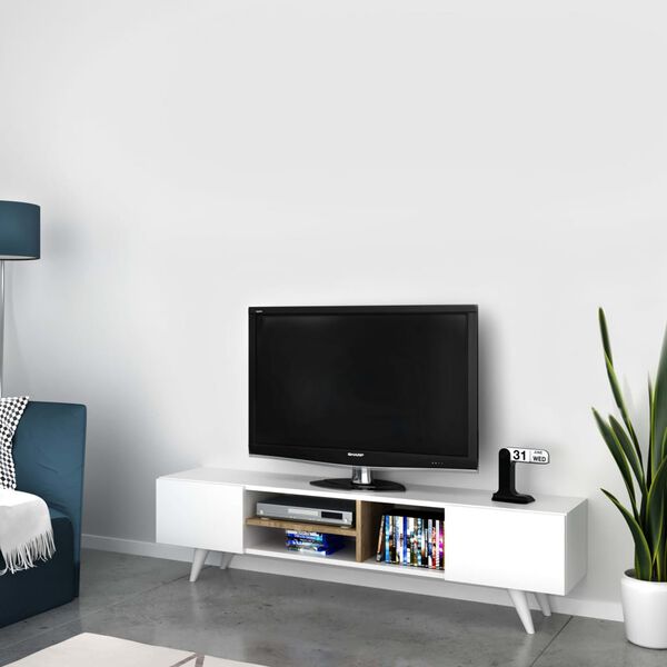 Homemania Mobile Porta TV Dore 160x29,7x40,6 cm Bianco e Noce