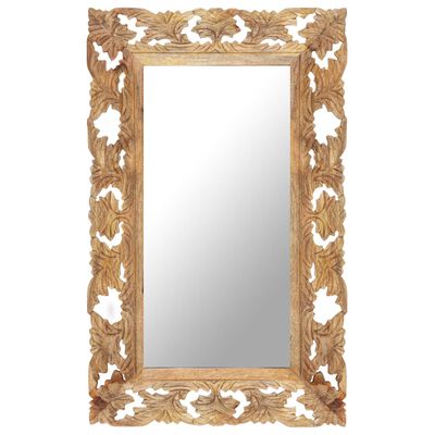 vidaXL Specchio Intagliato a Mano 80x50 cm in Legno Massello di Mango