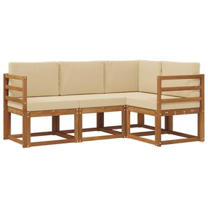 vidaXL Set di divani da esterno con cuscino 4 pcs Naturale e Beige