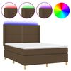 vidaXL Letto a Molle Materasso e LED MarroneScuro 140x190cm in Tessuto