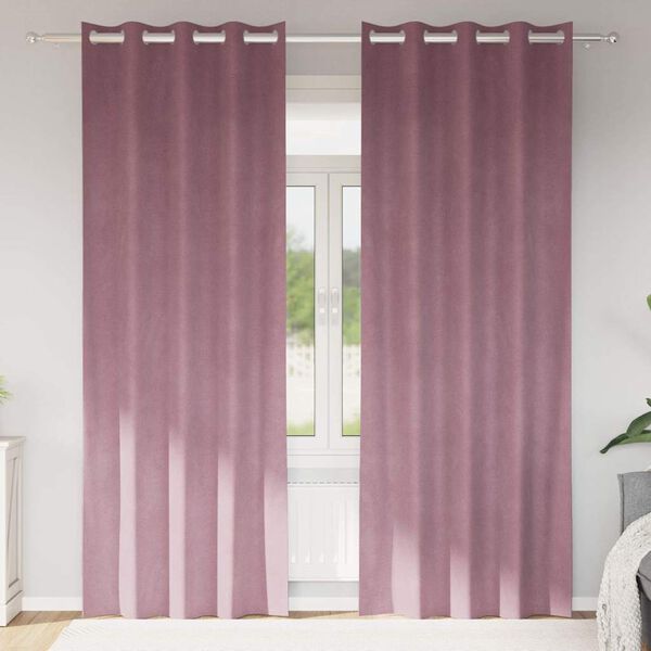 vidaXL Tende oscuranti 2 pcs Rosa scuro 140 x 225 cm Velluto