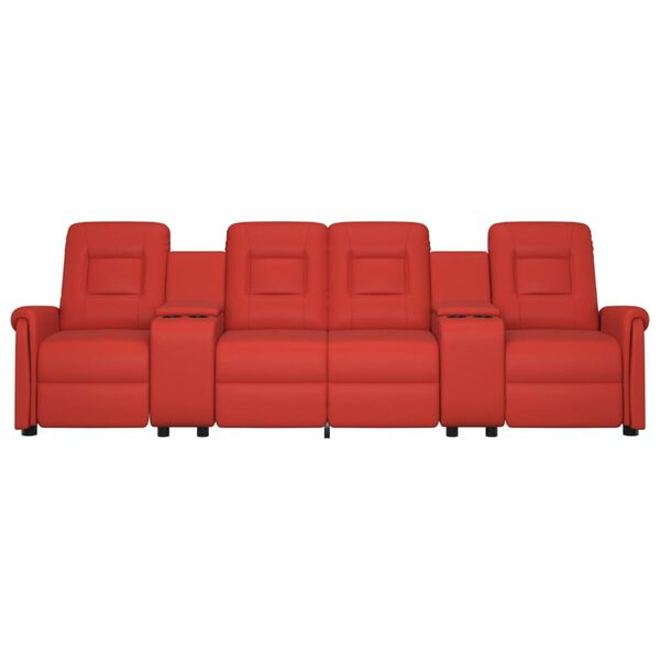 vidaXL Divano Massaggio a 4 Posti con Portabicchieri Rosso Vino