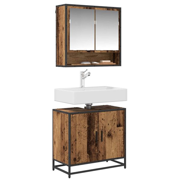 vidaXL Armadio per Lavabo da Bagno Legno vecchio 65 x 33 x 60 cm