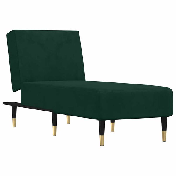 vidaXL Chaise Longue in Velluto Verde Scuro