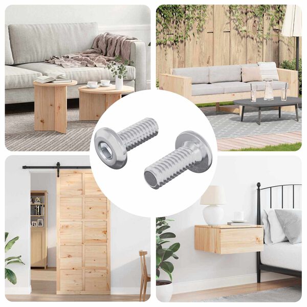 vidaXL Vite con Testa Bloccante 2 pcs Argento M6 x 15 mm Acciaio