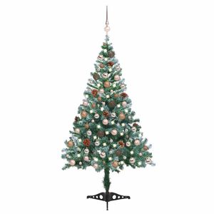 vidaXL Albero di Natale Satinato Preiluminato Palline e Pigne 150 cm