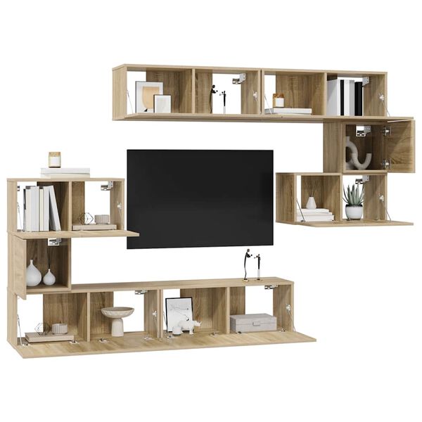 vidaXL Set Mobili Porta TV 8pz Rovere Sonoma in Legno Multistrato