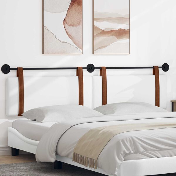 vidaXL Testata appesa Tinta unita Bianco 210 x 55 x 5 cm PU Antico