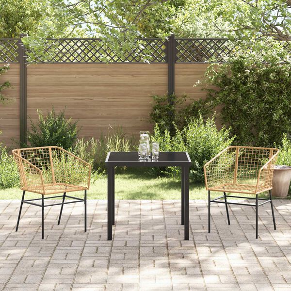 vidaXL Set da Pranzo per Giardino 3 pcs Marrone polyrattan