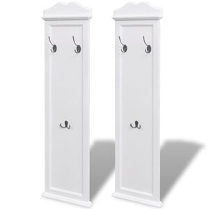 vidaXL Appendiabiti Set 2 pz Attaccapanni Bianchi