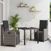 vidaXL Set da Pranzo per Giardino con cuscino 3 pcs Grigio polyrattan