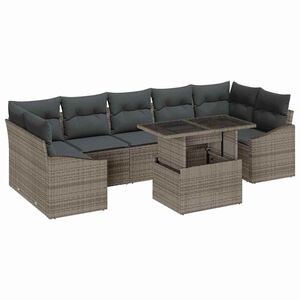 vidaXL Set Divano da Giardino con cuscino 8 pcs Grigio polyrattan