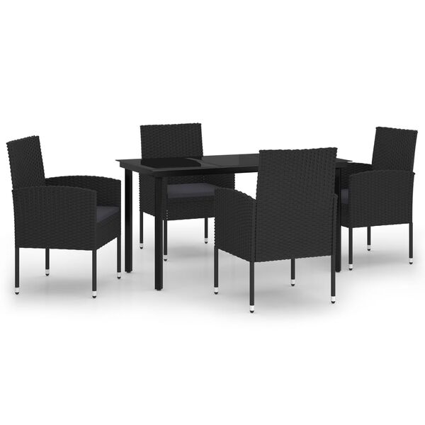 vidaXL Set da Pranzo da Giardino 5 pz Nero