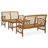 vidaXL Set Divani da Giardino 3 pz in Legno Massello di Acacia