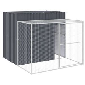 vidaXL Casetta Cani con Corsa Antracite 214x253x181 cm Acciaio Zincato