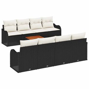 vidaXL Set Divano da Giardino 9 pz Nero polyrattan