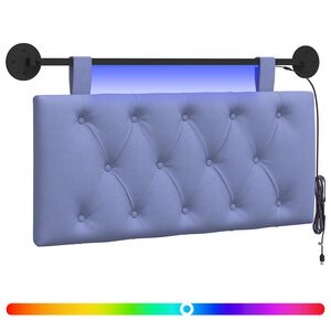 vidaXL Testiera sospesa Con luce LED Blu jeans Tessuto