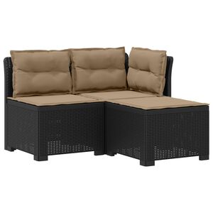 vidaXL Divano da giardino 3 posti con cuscini in look rattan PP