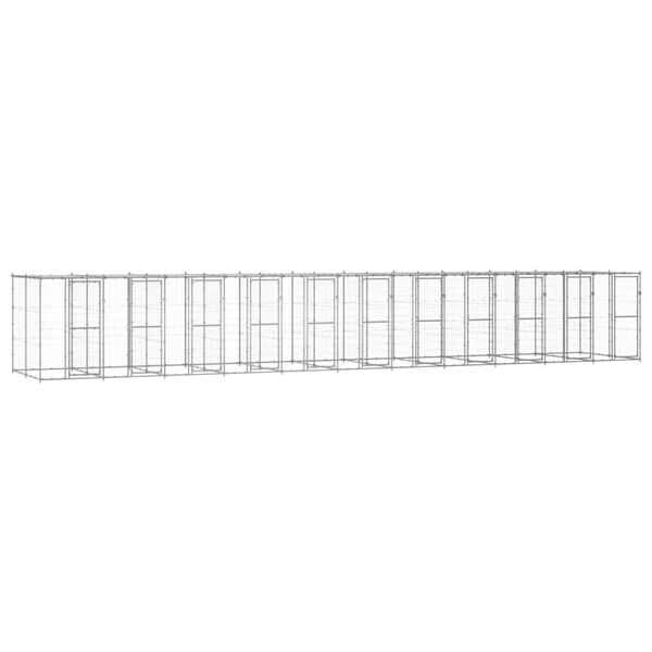 vidaXL Gabbia per Cani da Esterno in Acciaio Zincato con Tetto 26,62m&sup2;