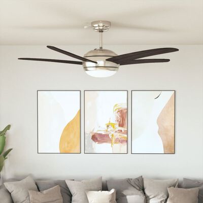 vidaXL Ventilatore da Soffitto Decorato con Luce 128 cm Marrone