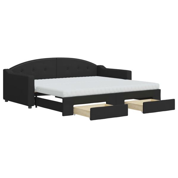 vidaXL Divano Letto Estraibile con Cassetti Nero 90x190 cm in Tessuto
