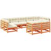 vidaXL Set Divani Giardino 9 pz con Cuscini Marrone Cera Massello Pino