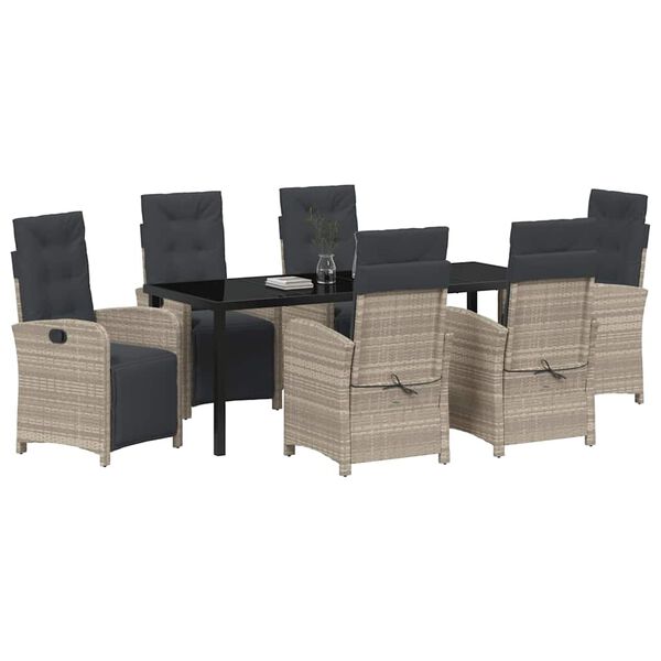 vidaXL Set da Pranzo per Giardino 7 pcs Grigio chiaro polyrattan