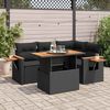 vidaXL Set Divani da Giardino 5 pz con Cuscini Nero Polyrattan Acacia