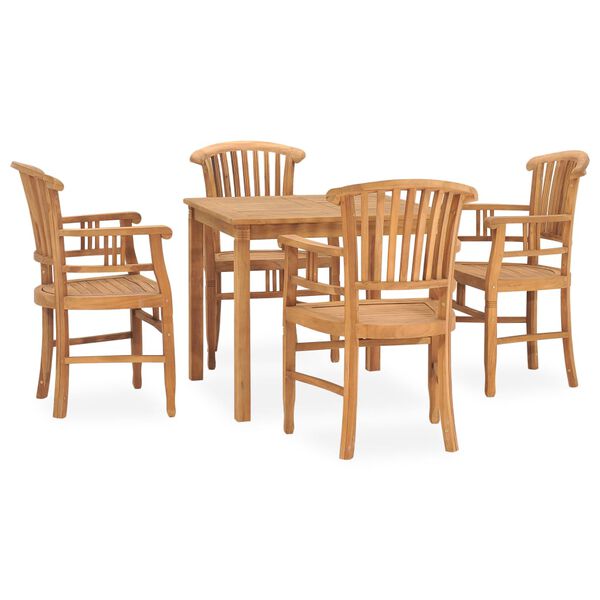 vidaXL Set da Pranzo da Giardino 5 pz in Legno Massello di Teak