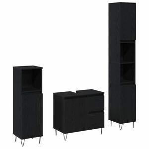vidaXL Set di mobili per il bagno 3 pcs Rovere Nero 30 x 30 x 190 cm