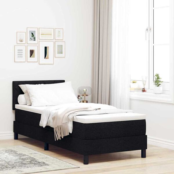 vidaXL Letto a molle con materasso Nero 80 x 200 cm Tessuto