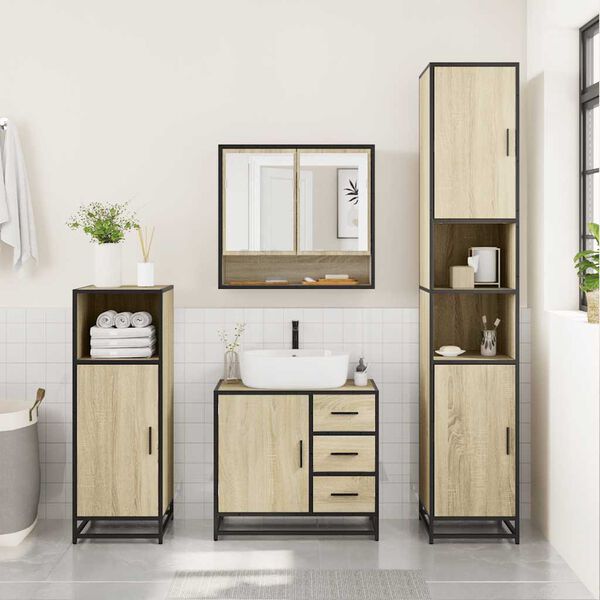 vidaXL Set Mobili da Bagno 2 pz Rovere Sonoma in Legno Multistrato