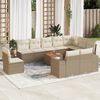 vidaXL Set Divani da Giardino 11 pz con Cuscini Beige in Polyrattan